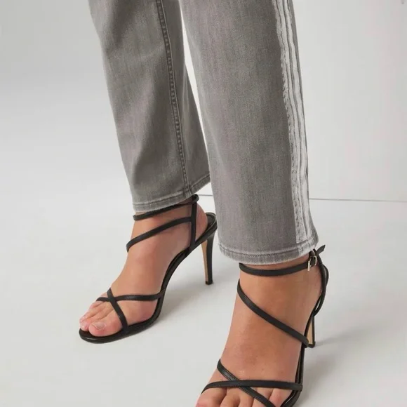 WHBM Gray Jeans with a silver foil side stripes